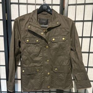 J. Crew Downtown Field Jacket Army Green Heavy Cotton Utility  Small EUC